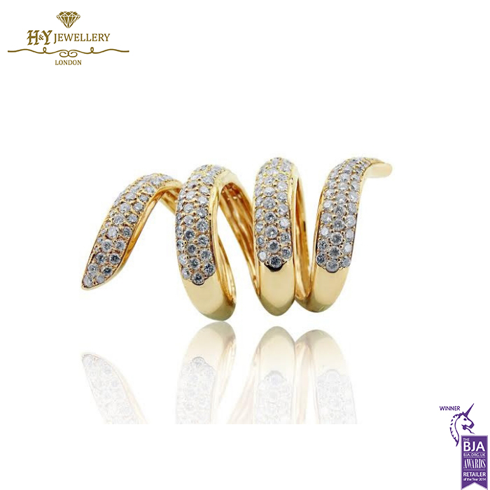 Rose Gold Brilliant Cut Diamond Swirl Shape Ring - 4.95ct-0