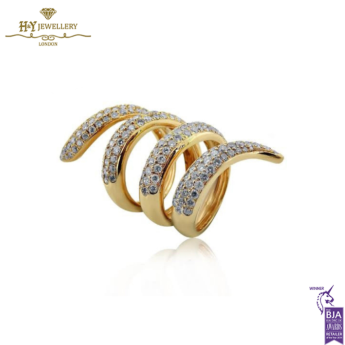 Rose Gold Brilliant Cut Diamond Swirl Shape Ring - 4.95ct-13954