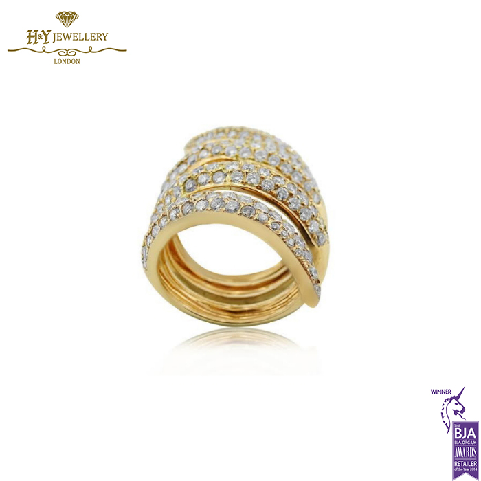 Rose Gold Brilliant Cut Diamond Swirl Shape Ring - 4.95ct-13955