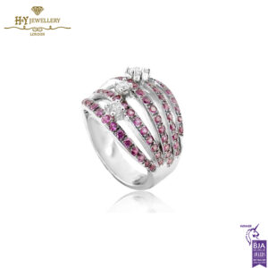 White Gold Brilliant Cut Diamond & Brilliant Cut Pink Ruby Ring - 1.62ct-14131