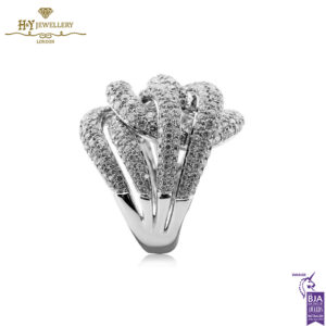 White Gold Brilliant Cut Diamond Spiral Shape Ring - 3.88ct -14191