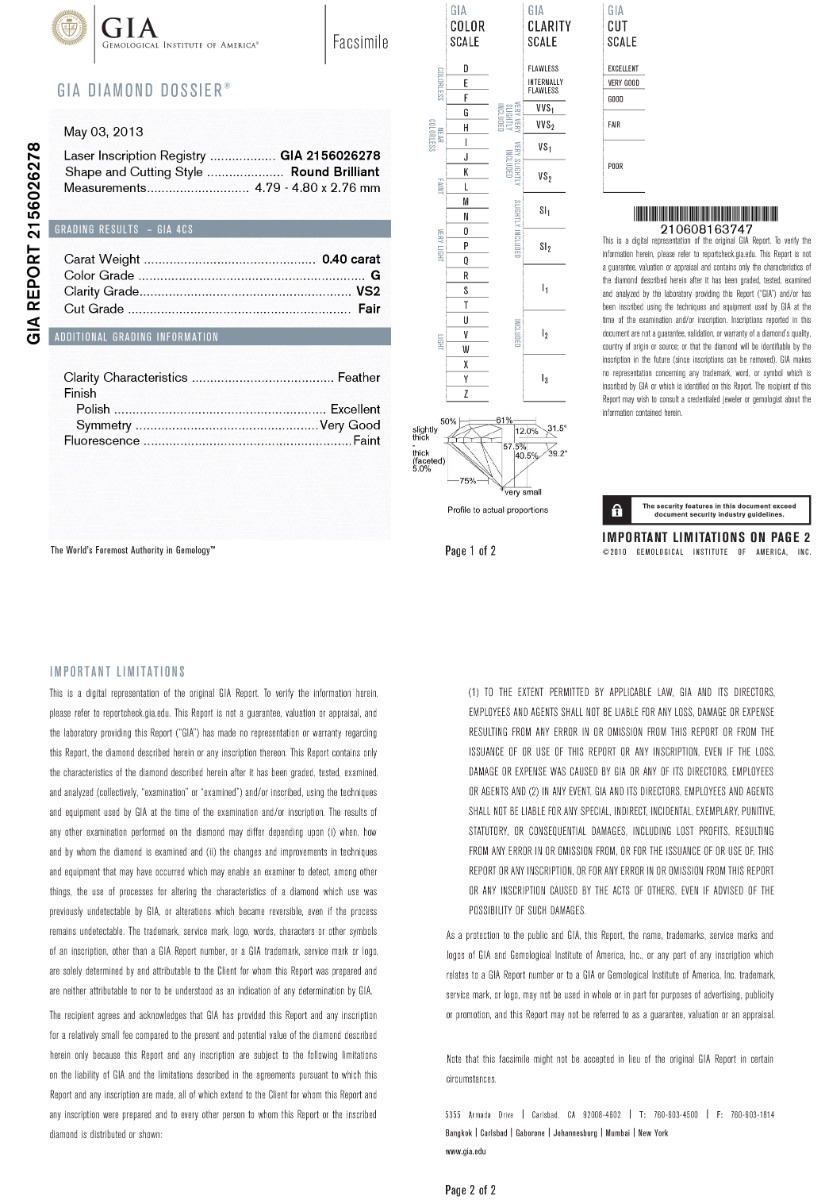 White Gold Brilliant Cut Diamond Ring - 0.40ct-11788