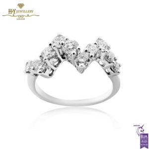 White Gold Brilliant Cut Diamond Zigzag Ring - 0.22ct-0