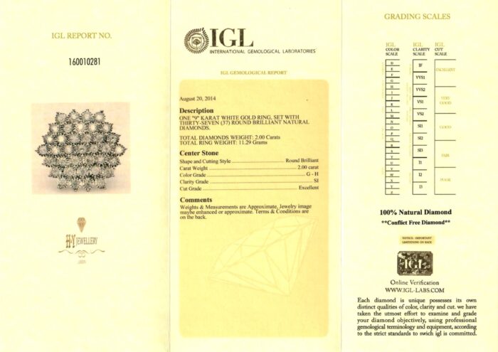 White Gold Brilliant Cut Diamond Flower Shape Ring - 2.00ct-11791