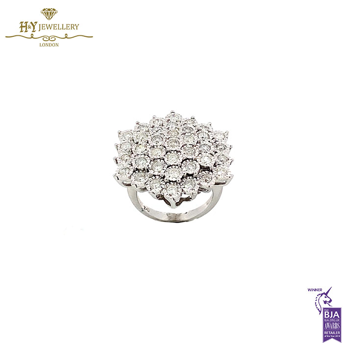 White Gold Brilliant Cut Diamond Flower Shape Ring - 2.00ct-17785