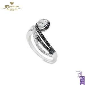 White Gold Brilliant Cut Diamond & Onyx Ring - 0.52ct-14268