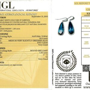 White Gold Pear Cut Blue Topaz & Brilliant Cut Diamond Earring - 15.20ct-11748