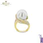 Yellow Gold Pearl & Brilliant Cut Diamond Ring - 2.28ct-0