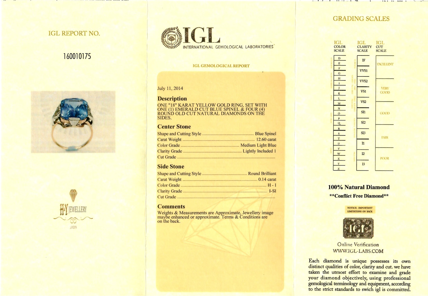 Yellow & White Gold Radiant Cut Vintage Spinel & Brilliant Cut Diamond Ring - 12.60ct-11786