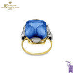 Yellow & White Gold Radiant Cut Vintage Spinel & Brilliant Cut Diamond Ring - 12.60ct-0