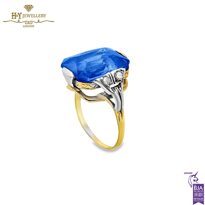 Yellow & White Gold Radiant Cut Vintage Spinel & Brilliant Cut Diamond Ring - 12.60ct-14292