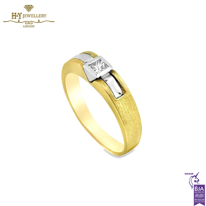Yellow & White Gold Princess Cut Diamond Ring - 0.25ct-14295