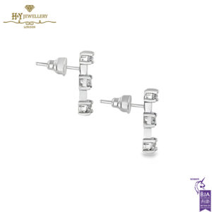 White Gold Triple Brilliant Cut Diamond Earrings - 0.69ct-14453