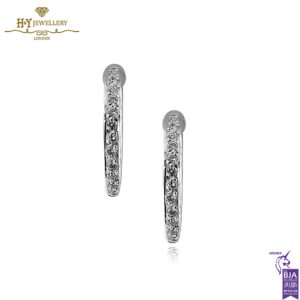 White Gold Brilliant Cut Diamond Hoop Earrings - 0.25ct-0