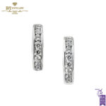 White Gold Brilliant Cut Diamond Small Hoop Earrings - 0.49ct-0