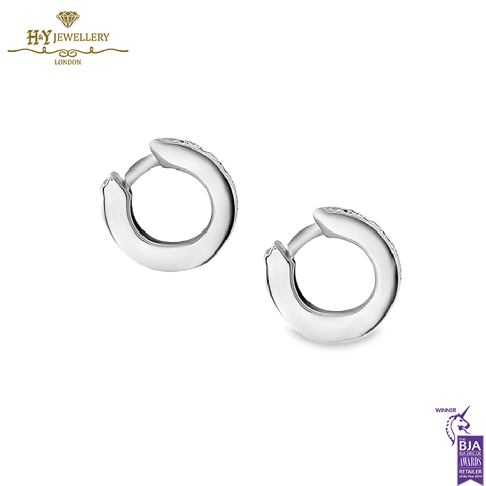 White Gold Brilliant Cut Diamond Small Hoop Earrings - 0.49ct-14464