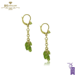 Yellow Gold Pear Cut Peridot Drop Earrings-14501