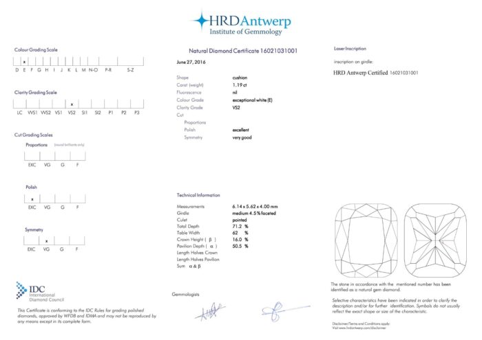 White Gold Cushion & Round Brilliant Cut Engagement Ring - 1.60ct-9695