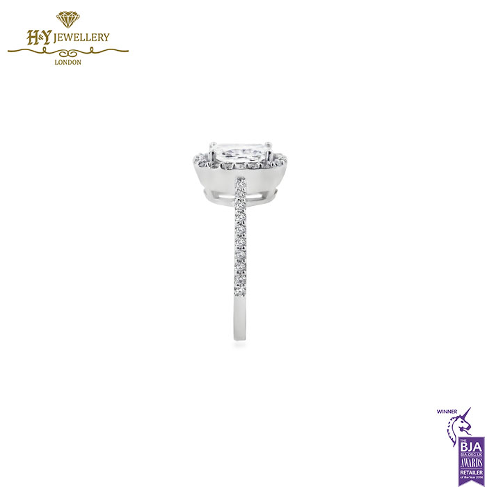 White Gold Cushion & Round Brilliant Cut Engagement Ring - 1.60ct-13984