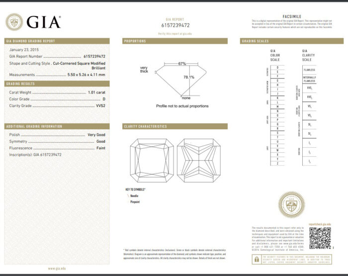 White Gold Square Cut & Round Cut Diamond Engagement Ring - 1.50ct-13847