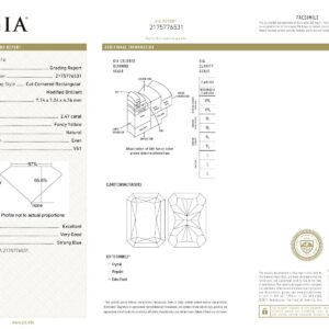 White Gold Radiant Cut Fancy Yellow Diamond & Tapered Cut Diamond Ring - 3.14ct-9673