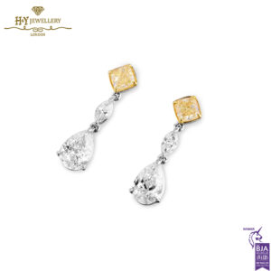 White Gold Mix Cut Fancy Diamond & Colorless Diamond Earrings - 3.16ct-14414