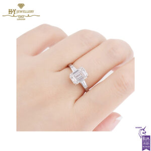 White Gold Emerald Cut & Tapered Cut Diamond Ring - 3.38ct-13835