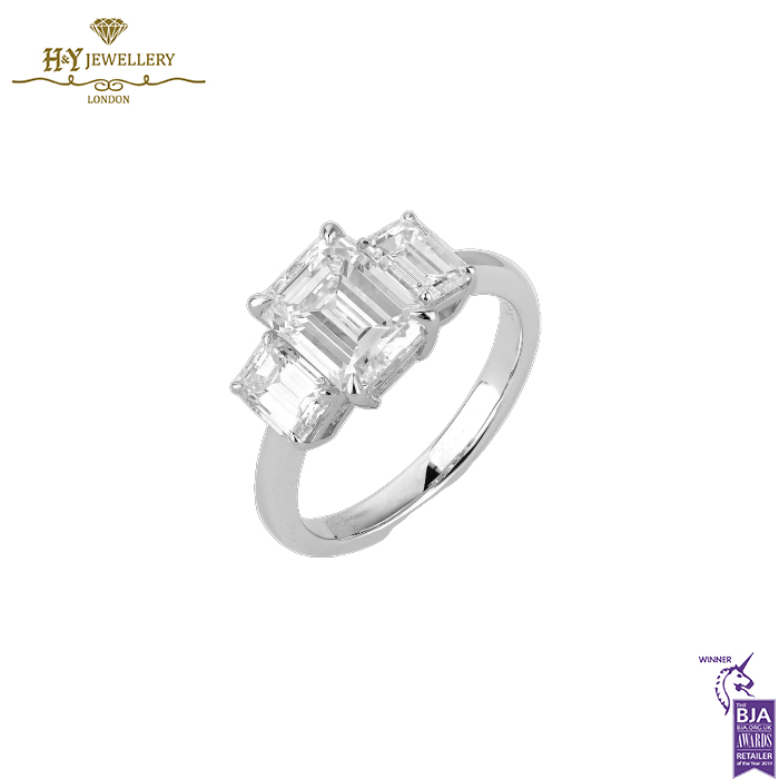 White Gold Emerald Cut Diamond Ring - 3.13ct-13837