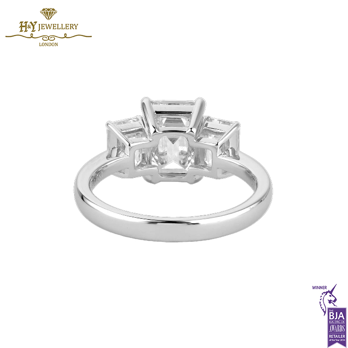 White Gold Emerald Cut Diamond Ring - 3.13ct-13839