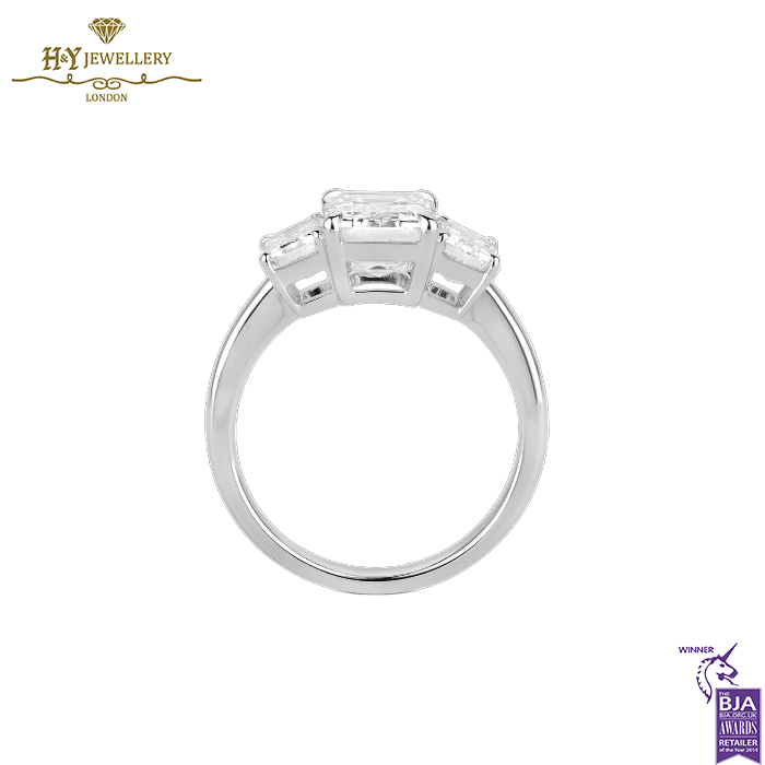 White Gold Emerald Cut Diamond Ring - 3.13ct-13840