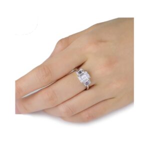 White Gold Emerald Cut Diamond Ring - 3.13ct-13842