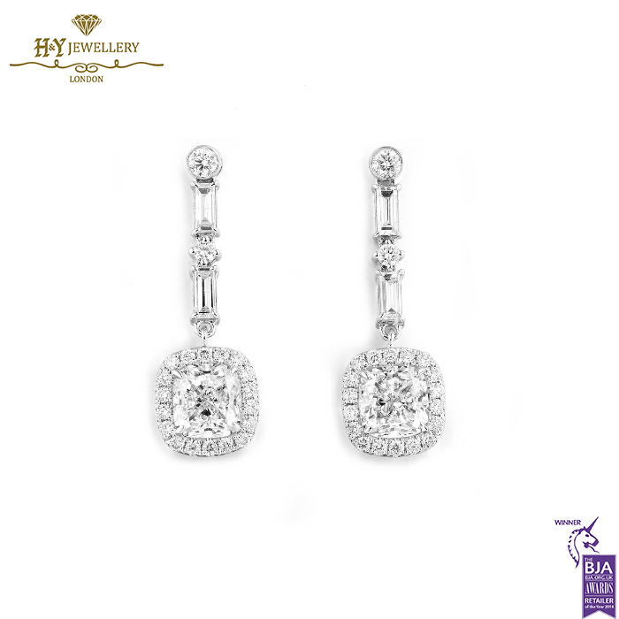 White Gold Mix Cut Diamond Earrings - 2.72ct-0