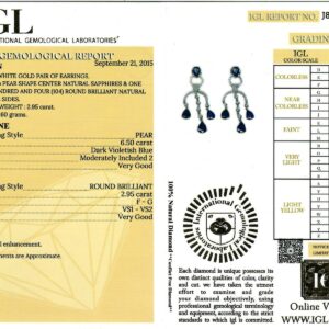 White Gold Pear Cut Sapphire & Brilliant Cut Diamond Chandelier Earrings - 9.45ct-16530