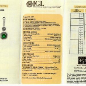 White Gold Square Emerald Cut Emerald & Octagon with Brilliant Cut Diamond Earrings - 6.11ct-5956