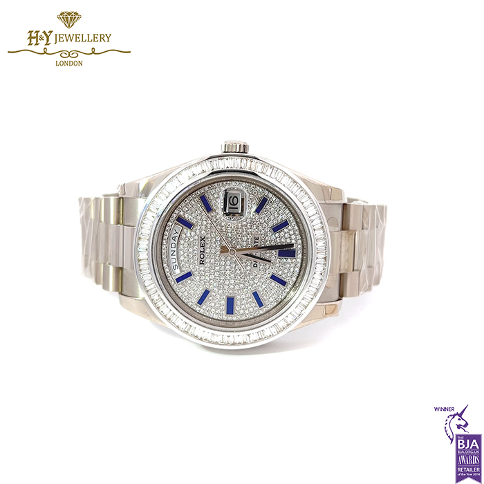 Rolex Day-Date White Gold with Aftermarket Diamond & Sapphires - ref 218239-15752