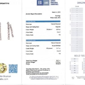 White Gold Baguette & Brilliant Cut Diamond Earrings - 8.67ct-11749