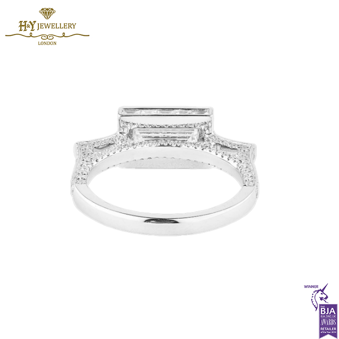 White Gold Baguette Cut & Brilliant Cut Diamond Ring - 1.76ct-13850