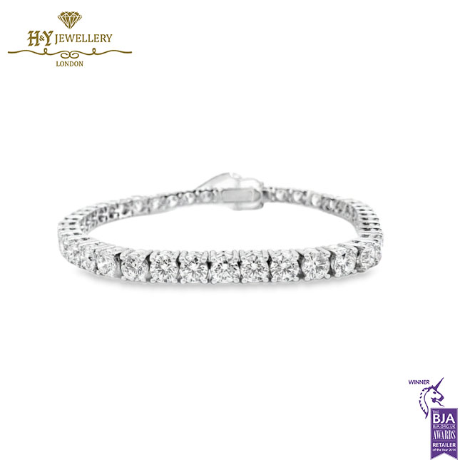White Gold Brilliant Cut Diamond Tennis Bracelet - 10.92ct-17134