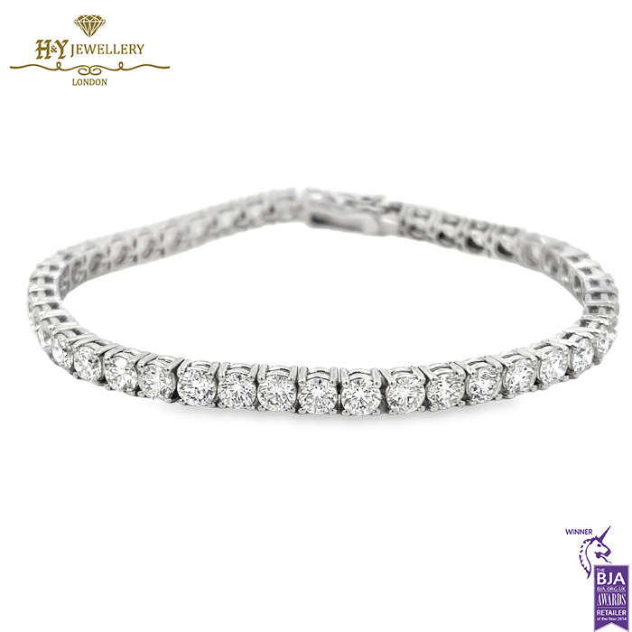 White Gold Brilliant Cut Diamond Tennis Bracelet - 10.92ct-0