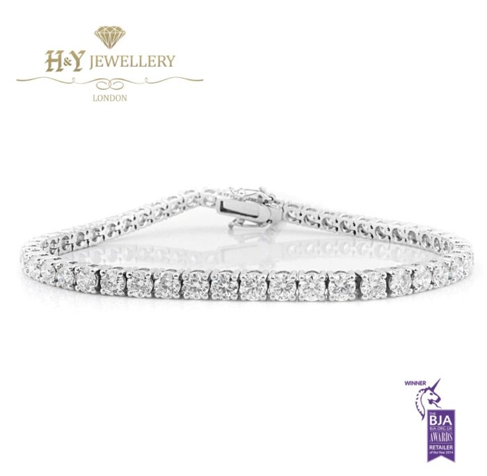 White Gold Brilliant Cut Diamond Tennis Bracelet - 6.15ct-0 White Gold Brilliant Cut Diamond Tennis Bracelet - 6.15ct-0