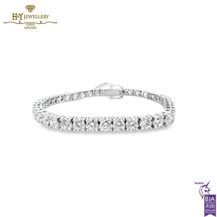 White Gold Brilliant Cut Diamond Tennis Bracelet - 10.39ct-0
