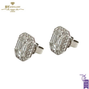 White Gold Mix Cut Diamond Earrings - 1.58ct-17138