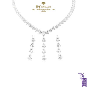 White Gold Pear Cut Diamond Necklace - 38.75ct-15618