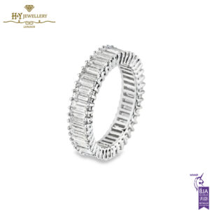 White Gold Emerald Cut Diamond Full Eternity Ring - 2.36ct-13957