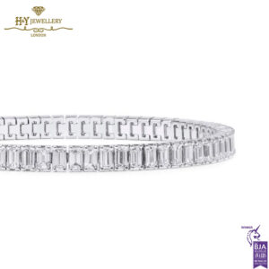 White Gold Emerald Cut Diamond Tennis Bracelet - 8.79ct-16268
