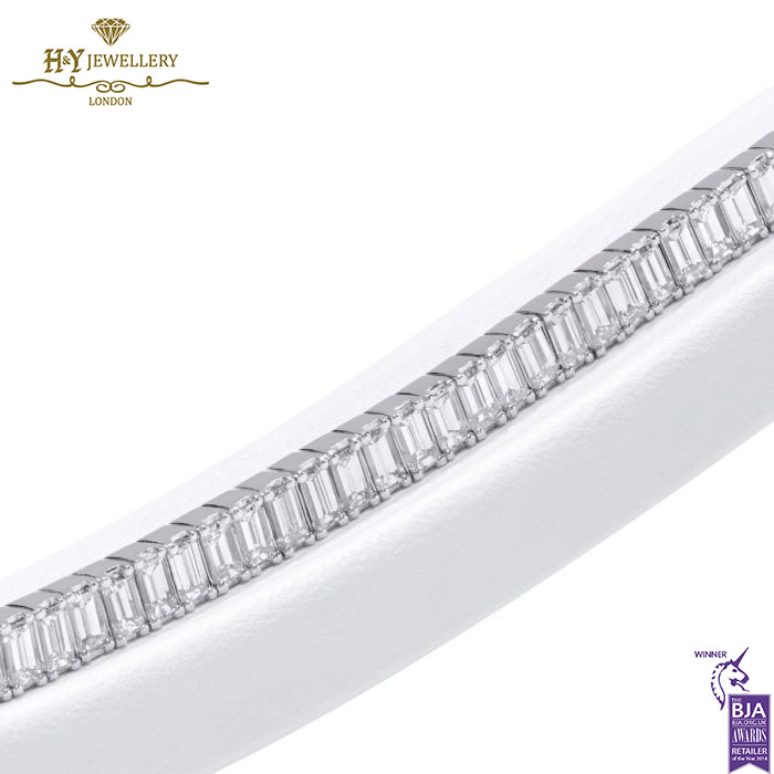 White Gold Emerald Cut Diamond Tennis Bracelet - 8.79ct-16269
