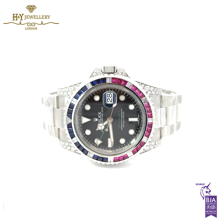 Rolex GMT-Master II Steel Aftermarket Diamonds with Rubies & Sapphires - ref 116710LN-15783