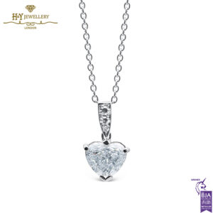 White Gold Heart Cut & Brilliant Cut Diamond Necklace - 2.07ct-15023