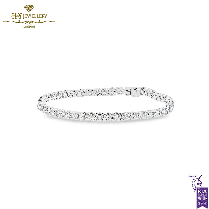 White Gold Brilliant Cut Diamond Tennis Bracelet - 6.02ct-0