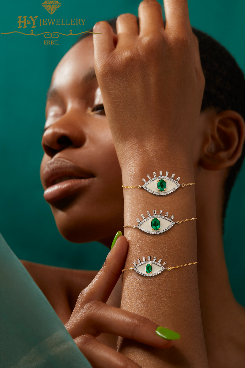 House Of Meraki Surya Bracelet - Yellow Gold Zambian Emeralds and Diamond - 1.47ct-9192